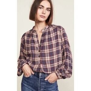 Free People plaid top women's size XS